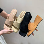 Damen Wedge-Pantoletten mit weichem Veloursleder und komfortablem Fußbett R&B
