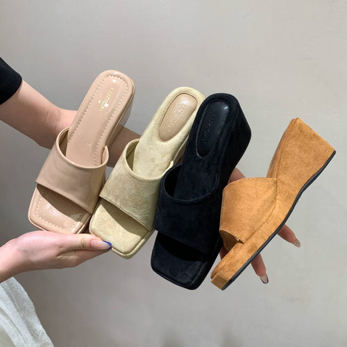 Damen Wedge-Pantoletten mit weichem Veloursleder und komfortablem Fußbett R&B