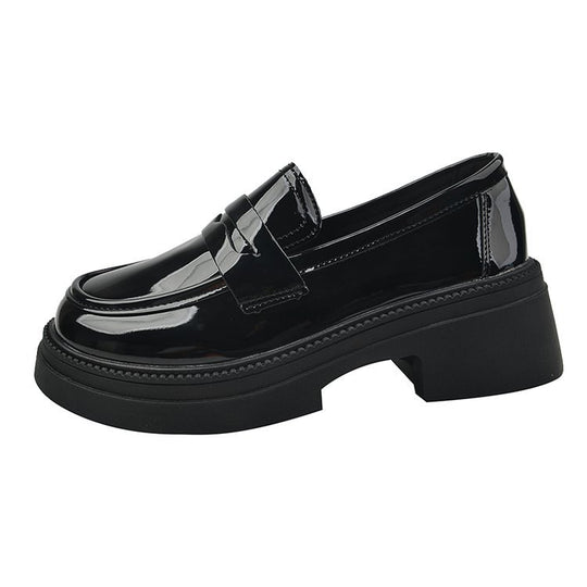Damen elegante Mokassins mit hohem Blockabsatz R&B