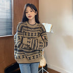 Damen Strickpullover mit modernem geometrischem Muster R&B