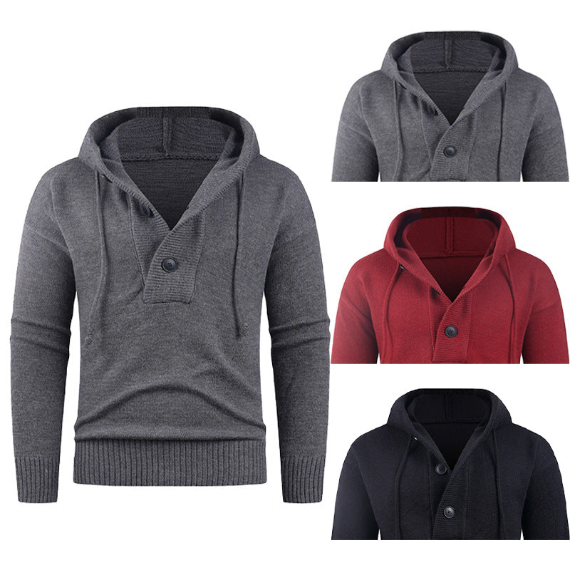 Herren modischer Kapuzenpullover mit Knopfdetail R&B