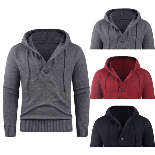 Herren modischer Kapuzenpullover mit Knopfdetail R&B