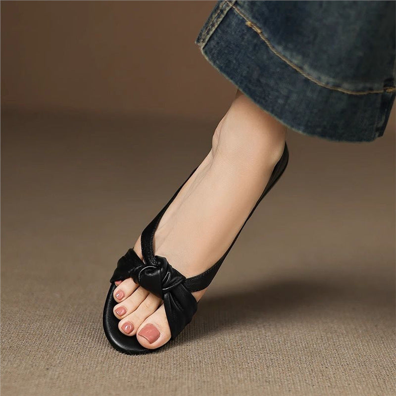 Damen elegante Knöchelriemen-Sandalen mit Schleifenverzierung R&B
