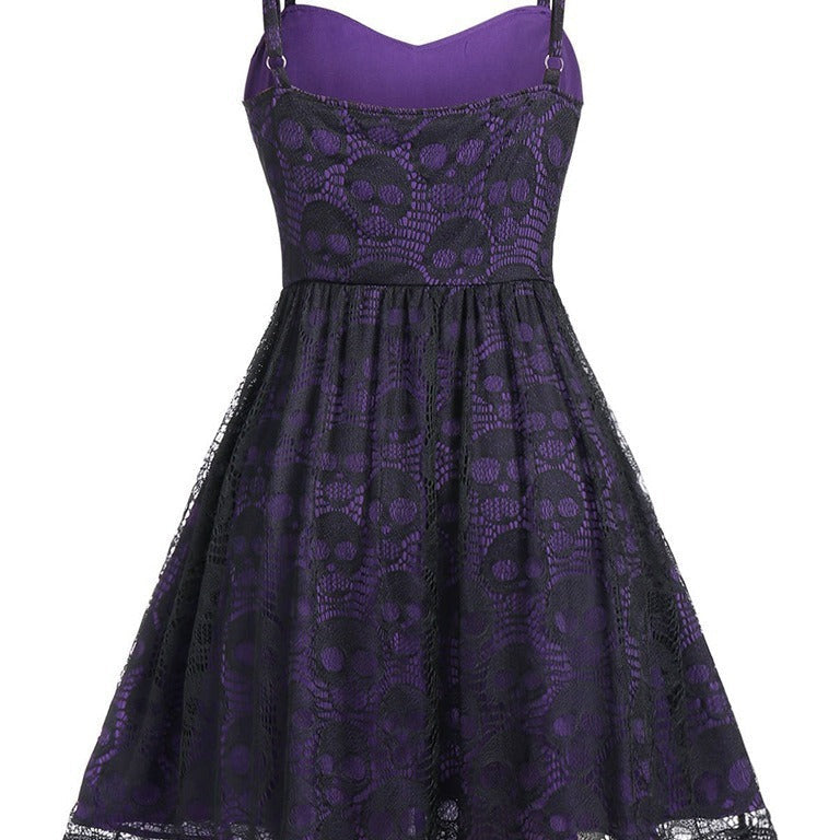 Damen Skaterkleid mit Spitzenoberteil und Schnürdetails R&B