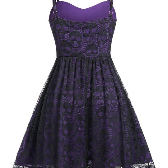 Damen Skaterkleid mit Spitzenoberteil und Schnürdetails R&B