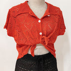 Damen luftiger Häkel-Cardigan mit modischem Lochmuster R&B