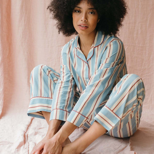 Damen Pyjama-Set mit modischem Streifenmuster R&B