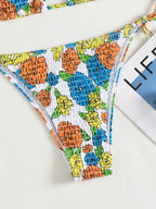Damen Triangel-Bikini mit verspieltem Raff-Design