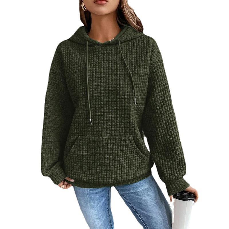 Damen lässiger Hoodie mit strukturierter Oberfläche und praktischer Kängurutasche R&B