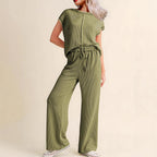 Damen lässiges Jumpsuit mit weit geschnittenem Bein und elastischem Bund R&B