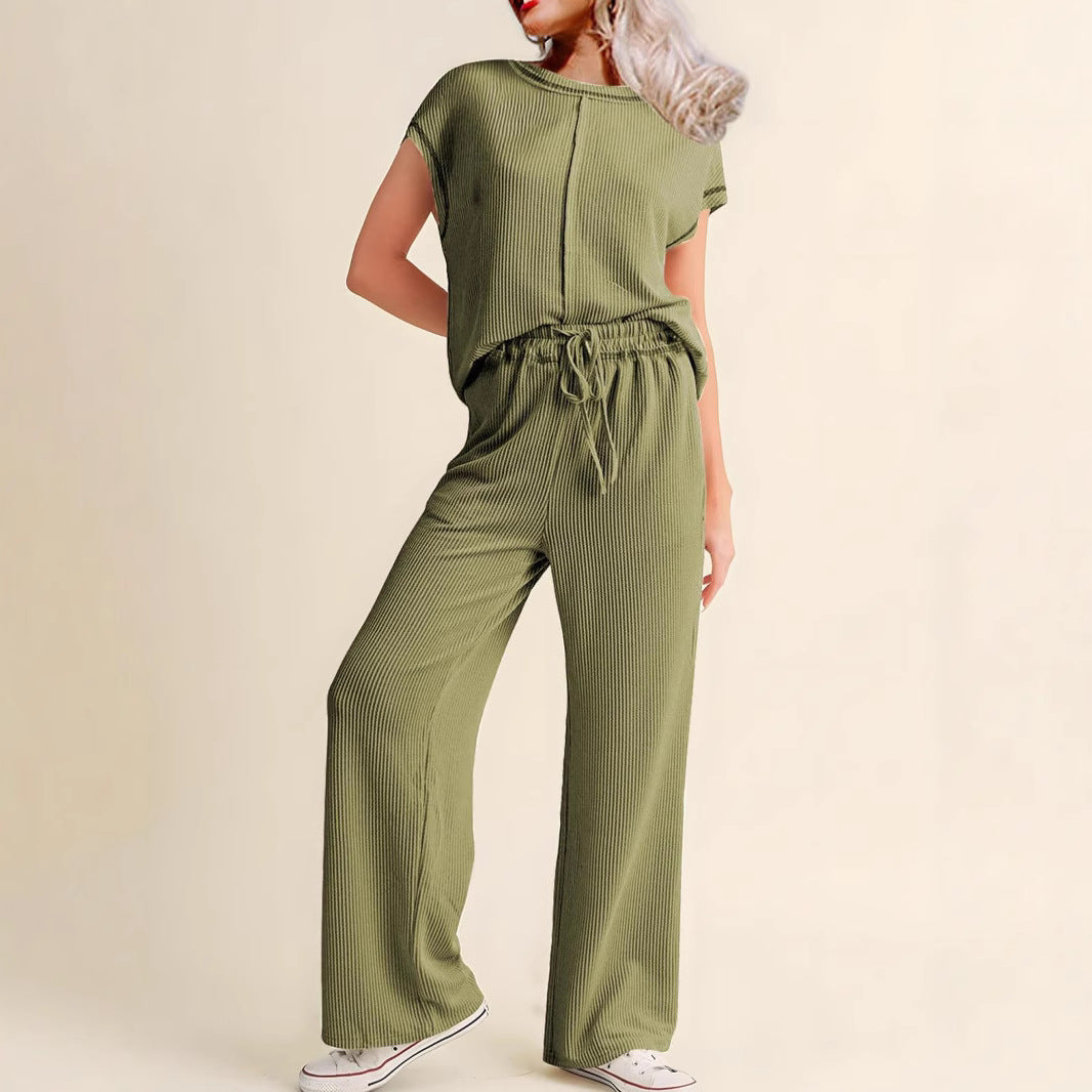 Damen lässiges Jumpsuit mit weit geschnittenem Bein und elastischem Bund R&B