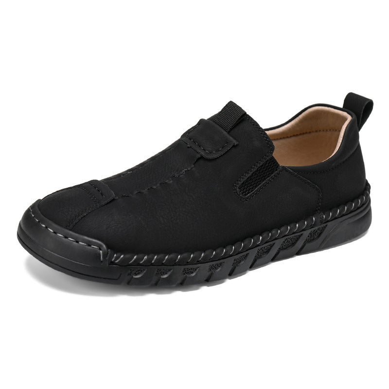 Herren Bequeme Leder Slip-On Schuhe mit elastischem Einschlupfdesign R&B
