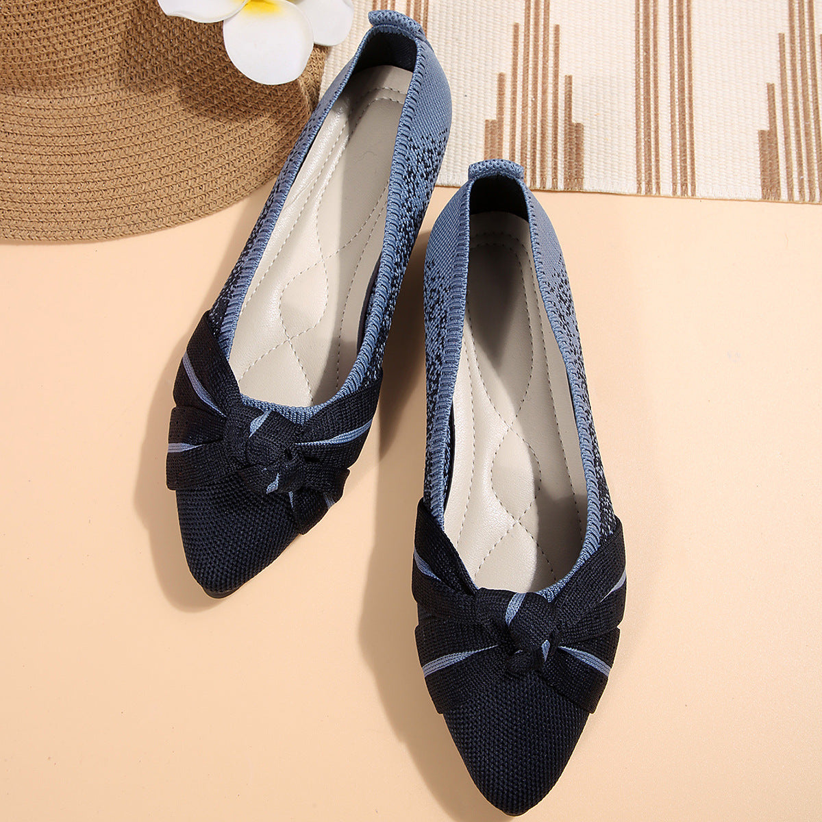 Damen elegante Ballerinas mit schickem Knoten-Detail und komfortabler Sohle