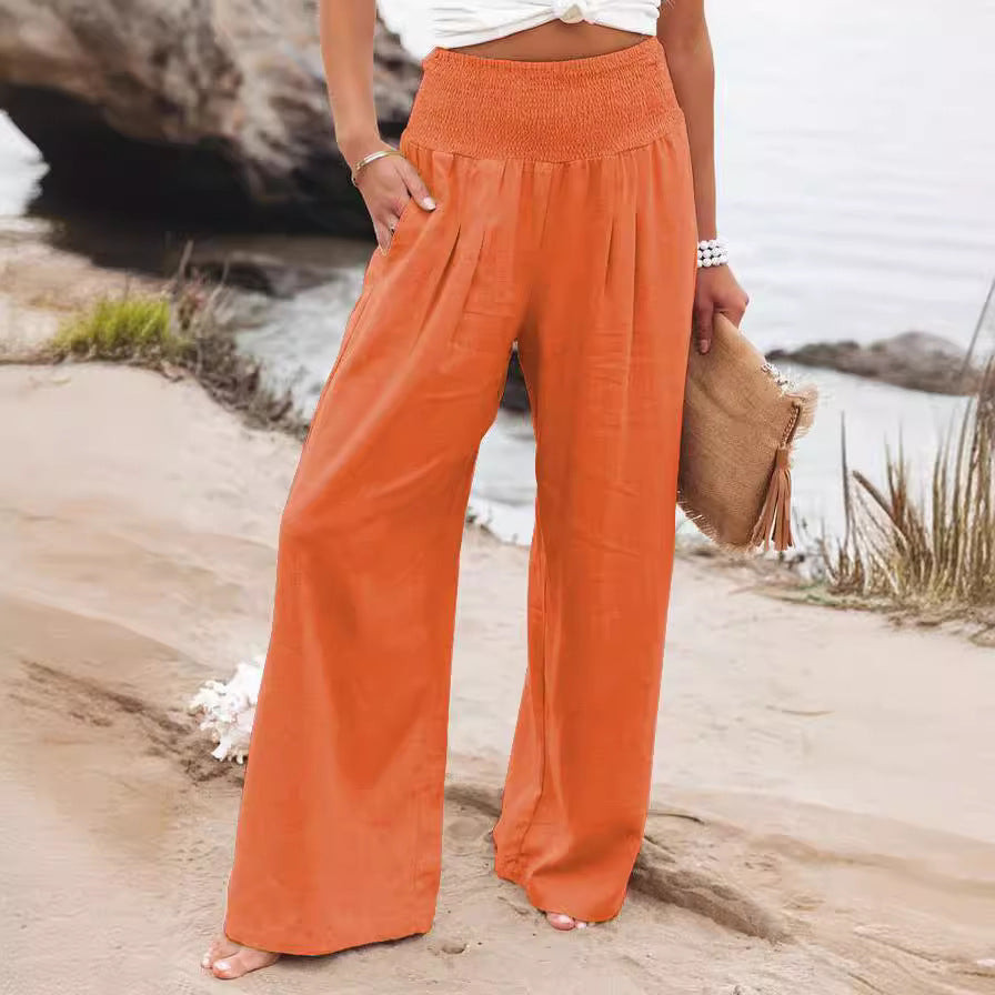 Damen weite Sommerhose mit elastischem Bund und komfortablem Schnitt R&B