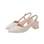 Damen elegante Slingback-Pumps mit modischer spitz zulaufender Form und praktischem Blockabsatz EB