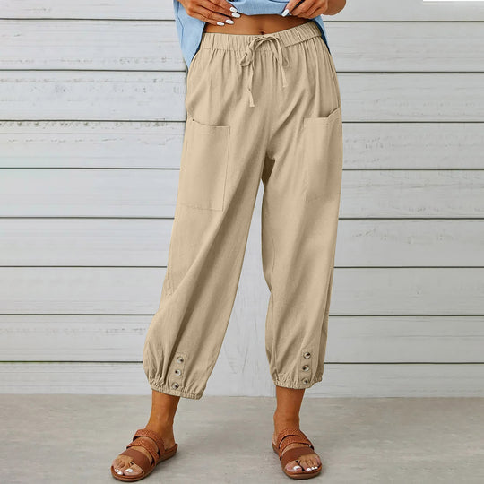 Damen Bequeme Freizeithose mit seitlichen Taschen und Bündchen R&B
