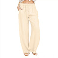 Damen nan weite Leinenhose mit elastischem Bund Kordelzug und Seitentaschen R&B
