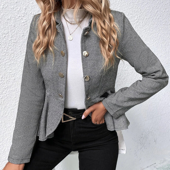 Damen Chic Tailored Blazerjacke mit asymmetrischem Saum und Knopfdetails R&B
