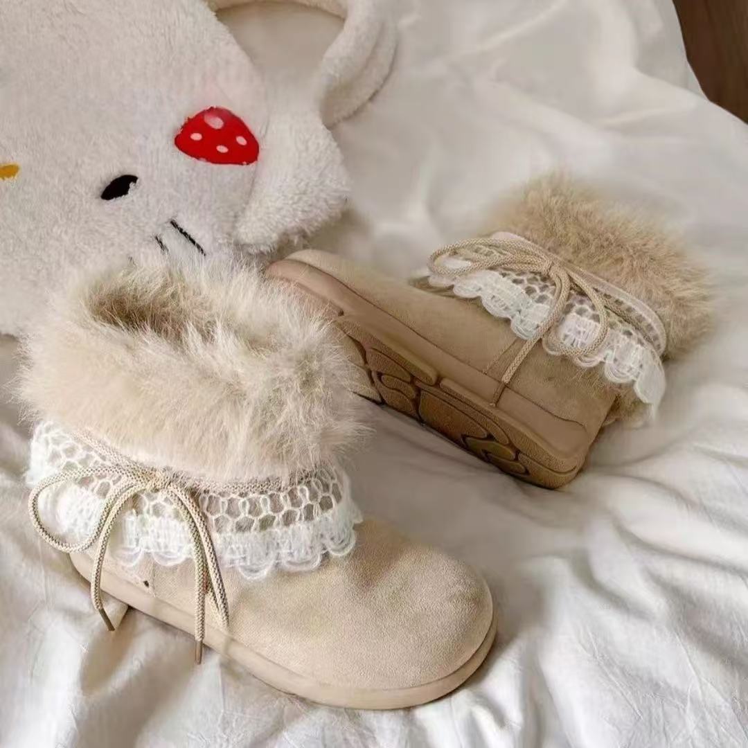 Damen Kuschelige Winterstiefel mit dekorativem Fellkragen und hochwertigem Obermaterial R&B