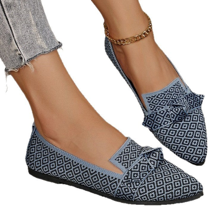 Damen Ballerinas mit modischem Schleifenmuster und bequemer Sohle R&B