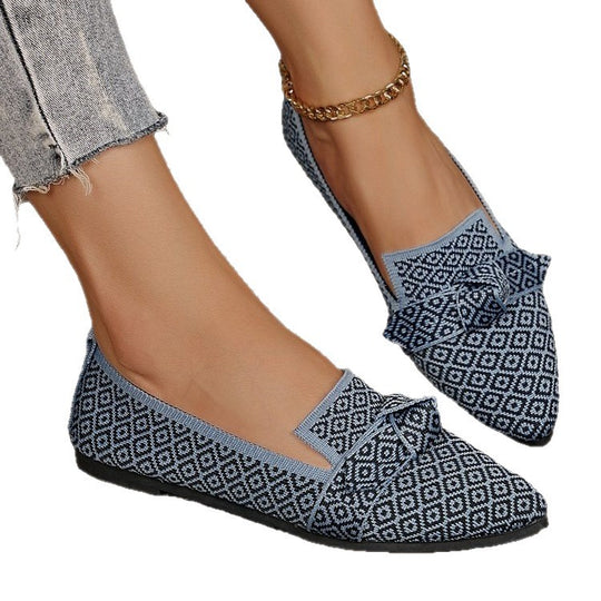 Damen Ballerinas mit modischem Schleifenmuster und bequemer Sohle R&B