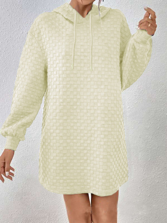 Damen Kapuzenkleid mit Strukturmuster und langen Ärmeln R&B