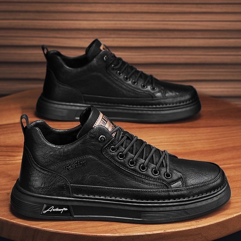 Herren trendige High-Top Sneaker mit robustem Leder-Obermaterial und dämpfender Sohle R&B