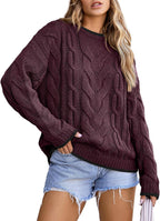 Damen Strickpullover mit grobem Zopfmuster R&B