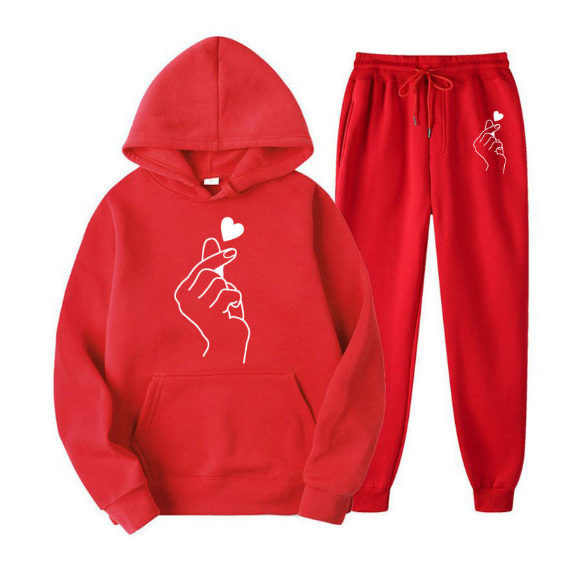 Damen Jogginganzug mit kreativem Herzmotiv und bequemer Passform R&B