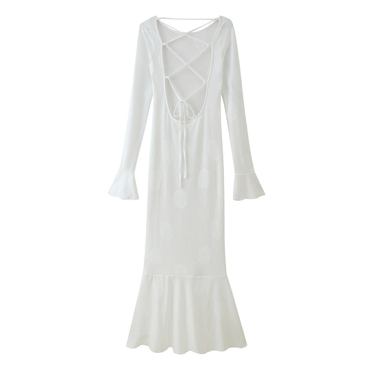Damen Elegantes Maxikleid mit ausgestellten Ärmeln und floralem Design R&B