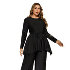 Damen elegantes Strandoutfit mit Blumenbindung und weitem Schnitt R&B