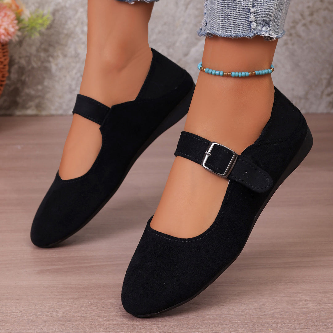 Damen Ballerinas mit praktischem Riemenverschluss und trendigem Leo-Muster R&B