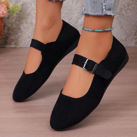 Damen Ballerinas mit praktischem Riemenverschluss und trendigem Leo-Muster R&B