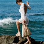 Damen eleganter, transparenter Häkel-Strandüberwurf