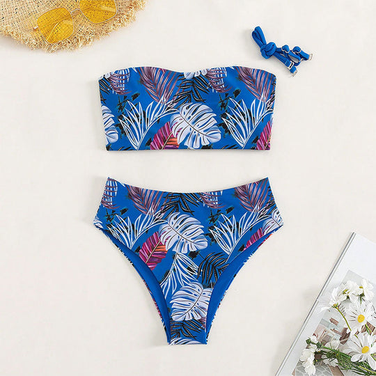 Damen Bandeau-Bikini mit hochgeschnittenem Unterteil R&B