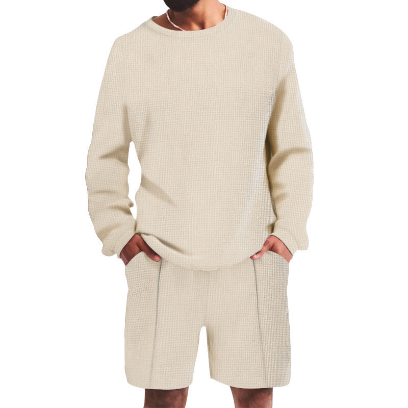 Herren lässiges Sweatshirt- und Shorts-Set mit strukturiertem Design R&B