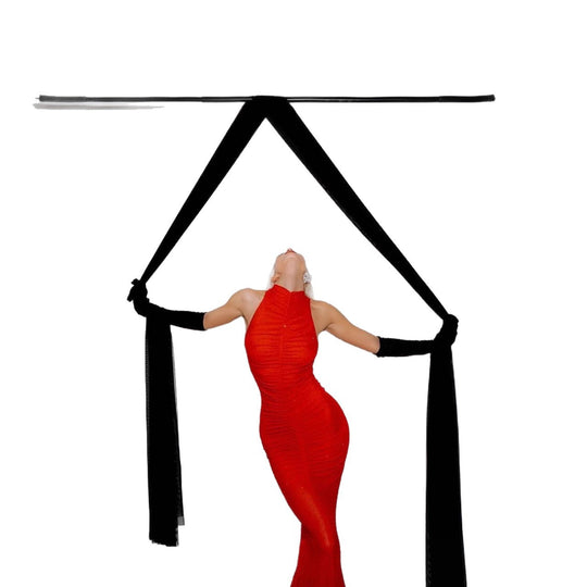 Damen Elegantes langes Abendkleid mit Raffung und schimmernden Akzenten R&B