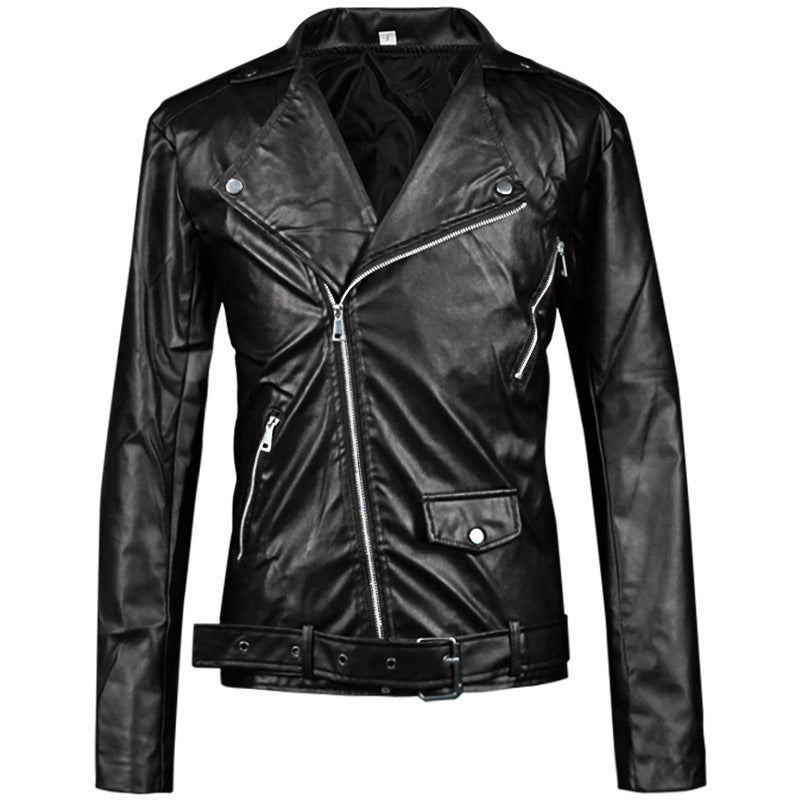 Herren Weiche Lederjacke mit asymmetrischem Reißverschluss