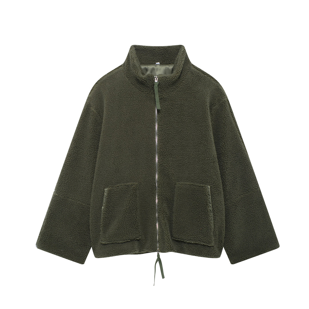 Damen Kuschelige Fleecejacke mit hohe Kragen und praktischen Taschen R&B