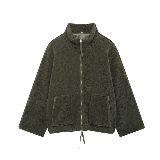 Damen Kuschelige Fleecejacke mit hohe Kragen und praktischen Taschen R&B