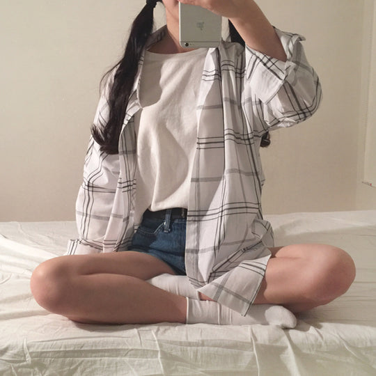 Damen gestreifte Overshirt-Bluse im lässigen Schnitt mit übergroßen Ärmeln