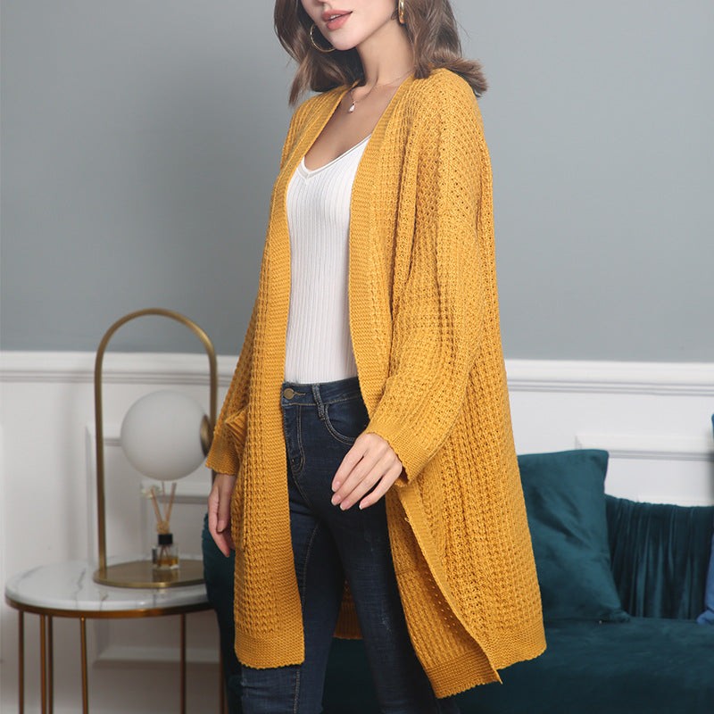 Damen lässiger Strickcardigan mit Taschen und offenem Schnitt