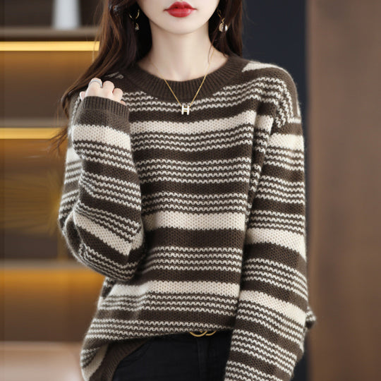 Damen gemusterter Strickpullover R&B