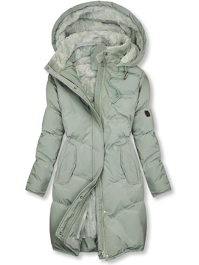 Damen gefütterter Winterparka mit abnehmbarer Kapuze und weichem Innenfutter R&B
