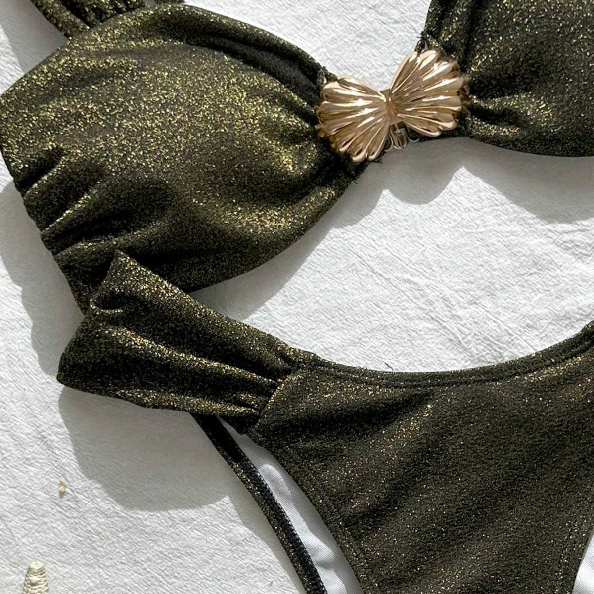 Damen Glitzernder Bikini mit dekorativem Muschel-Detail R&B