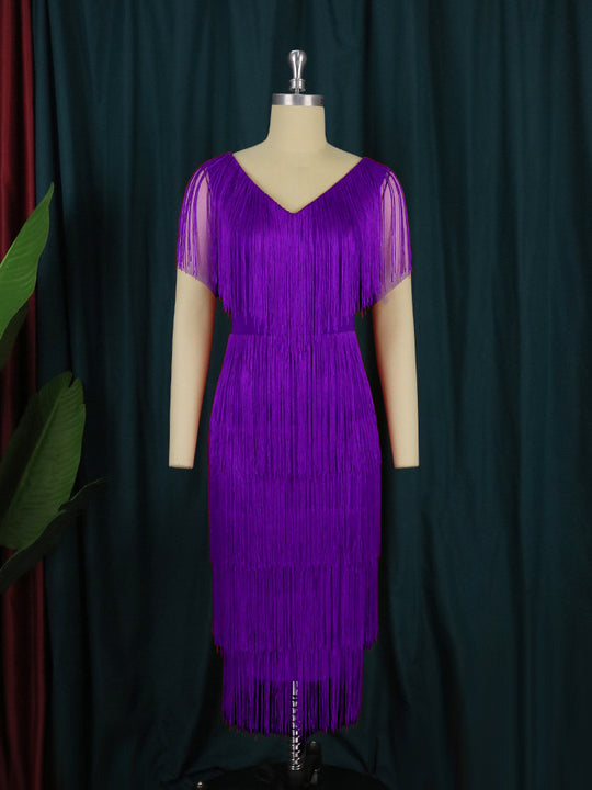 Damen Fransen Kleid R&B