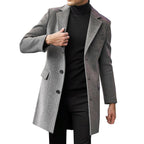 Herren eleganter Wollmantel mit klassischem Revers und verdeckten Knöpfen R&B