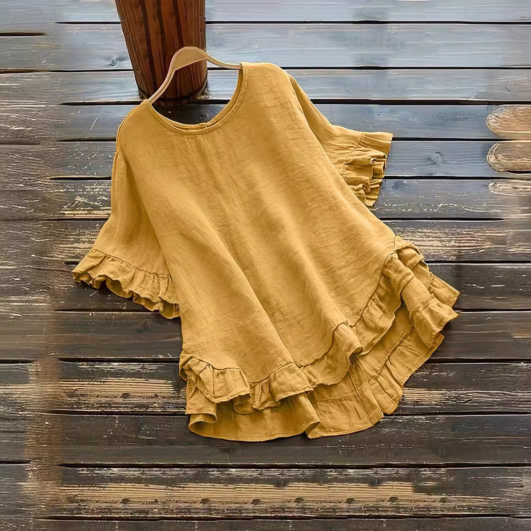 Damen lässiges Oberteil mit Rüschendetails und weit geschnittenem Design R&B