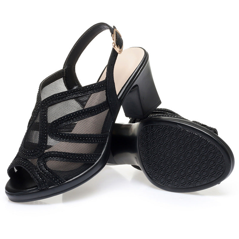 Damen Komfortable Slingpumps mit eleganter Mesh- und Strassverzierung R&B