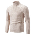 Herren Strickpullover mit hochgeschlossenem Kragen und Zopfmuster R&B